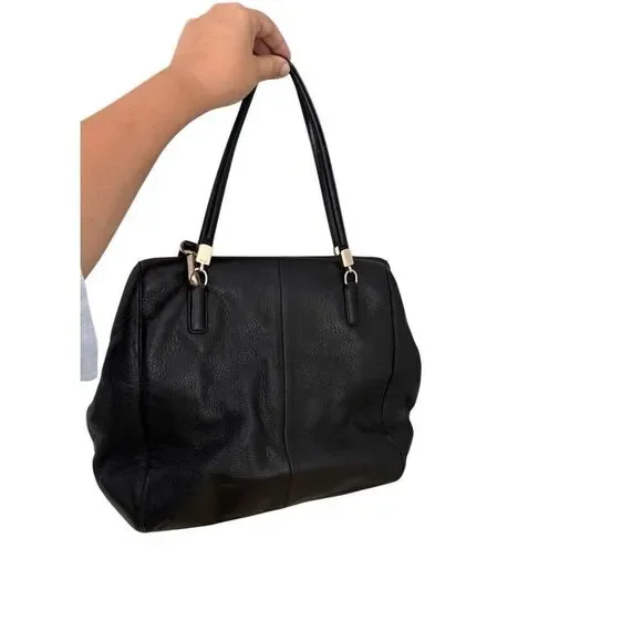 Coach 25170 Womens Black Leather Madison North South Satchel Shoulder Bag Large - Picture 6 of 12